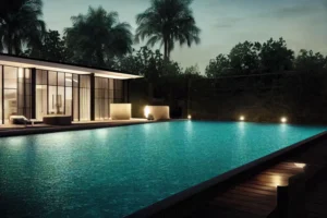 ideas de iluminación para piscinas